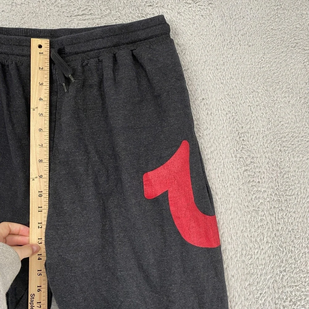 True Religion Joggers‎ Mens Large Gray Sweatpants Red Big Logo Lounge Fleece